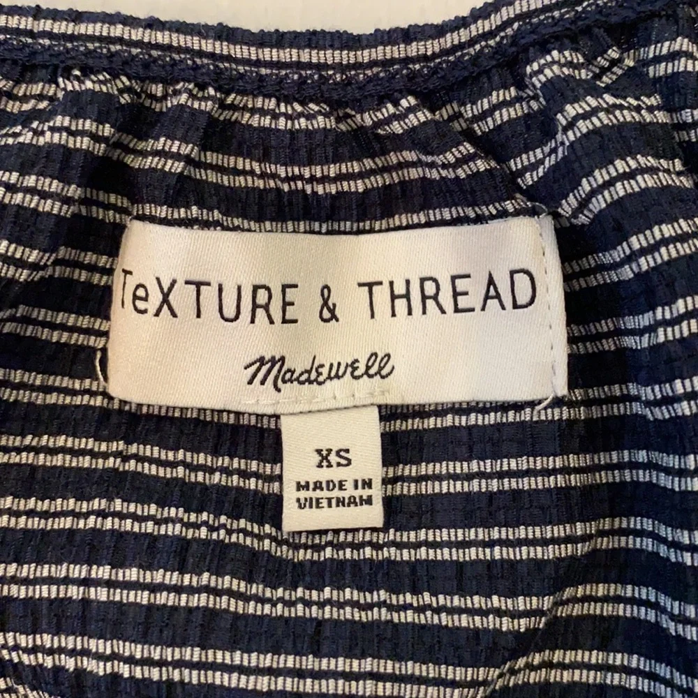 Madewell | Texture & Thread Peasant Top Deep Navy Ellis Striped Blue/White (XS) - Picture 9 of 16